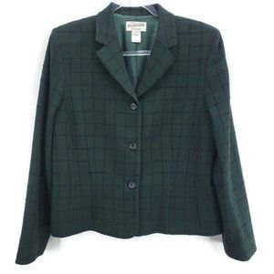 VINTAGE Pendleton Blazer Jacket VTG Size 12 Green Check Plaid Wool USA 90s 80